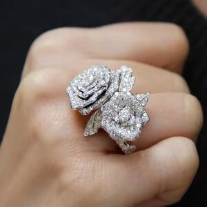 Anthropologie Silver Rose Ring